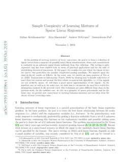 Sample Complexity of Learning Mixtures of Sparse Linear Regressions
