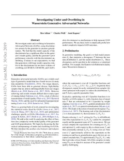 Investigating Under and Overfitting in Wasserstein Generative
  Adversarial Networks
