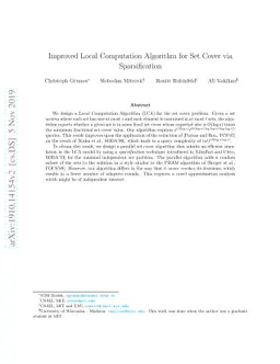 Improved Local Computation Algorithm for Set Cover via Sparsification