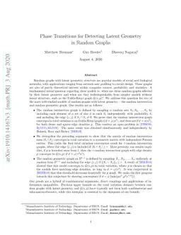 Phase Transitions for Detecting Latent Geometry in Random Graphs