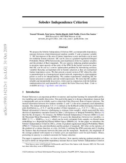 Sobolev Independence Criterion