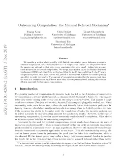 Outsourcing Computation: the Minimal Refereed Mechanism