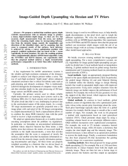 Image-Guided Depth Upsampling via Hessian and TV Priors