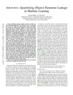 Quantifying (Hyper) Parameter Leakage in Machine Learning