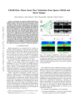 LiDAR-Flow: Dense Scene Flow Estimation from Sparse LiDAR and Stereo
  Images