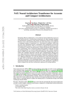NAT: Neural Architecture Transformer for Accurate and Compact
  Architectures