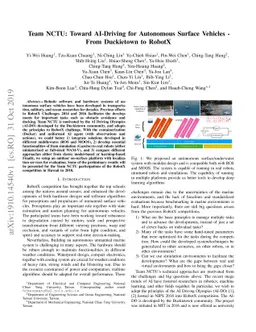 Team NCTU: Toward AI-Driving for Autonomous Surface Vehicles -- From
  Duckietown to RobotX