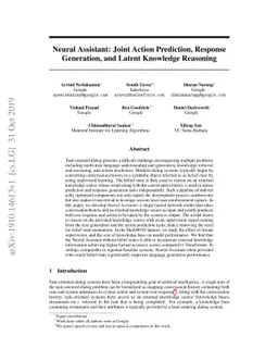 Neural Assistant: Joint Action Prediction, Response Generation, and
  Latent Knowledge Reasoning