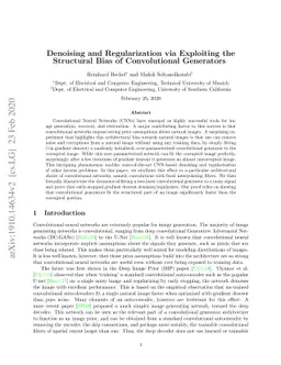 Denoising and Regularization via Exploiting the Structural Bias of
  Convolutional Generators
