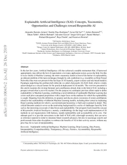 Explainable Artificial Intelligence (XAI): Concepts, Taxonomies,
  Opportunities and Challenges toward Responsible AI