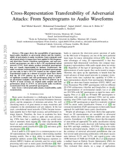 Cross-Representation Transferability of Adversarial Attacks: From
  Spectrograms to Audio Waveforms