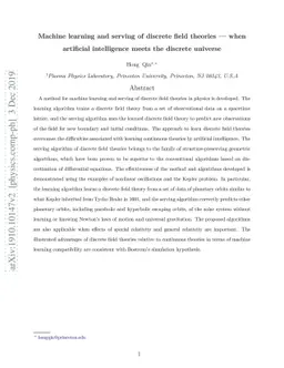Machine learning and serving of discrete field theories -- when
  artificial intelligence meets the discrete universe