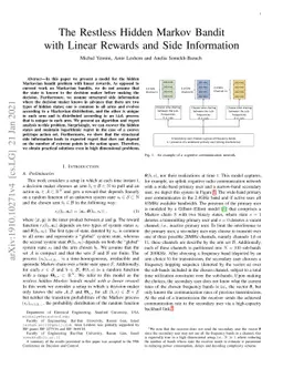 The Restless Hidden Markov Bandit with Linear Rewards and Side
  Information