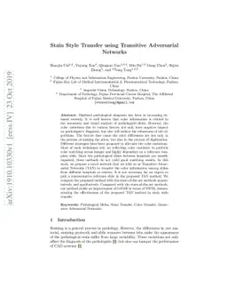 Stain Style Transfer using Transitive Adversarial Networks