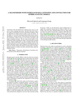 A Transformer with Interleaved Self-attention and Convolution for Hybrid
  Acoustic Models