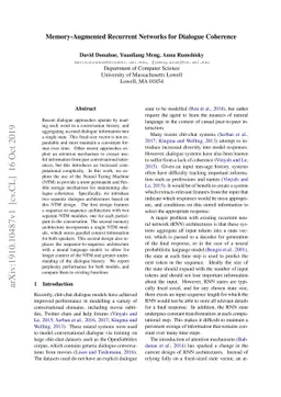 Memory-Augmented Recurrent Networks for Dialogue Coherence