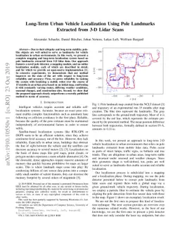 Long-Term Urban Vehicle Localization Using Pole Landmarks Extracted from
  3-D Lidar Scans