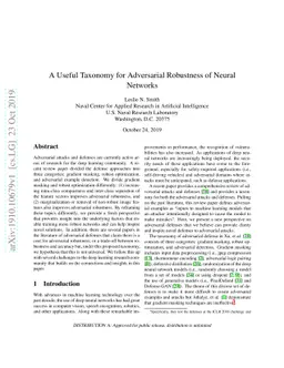 A Useful Taxonomy for Adversarial Robustness of Neural Networks