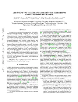A practical two-stage training strategy for multi-stream end-to-end
  speech recognition
