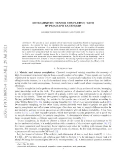 Deterministic tensor completion with hypergraph expanders