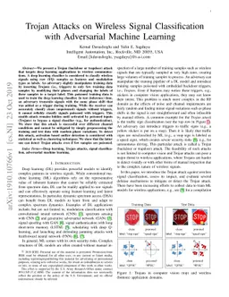 Trojan Attacks on Wireless Signal Classification with Adversarial
  Machine Learning