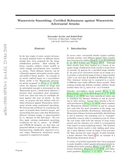 Wasserstein Smoothing: Certified Robustness against Wasserstein
  Adversarial Attacks