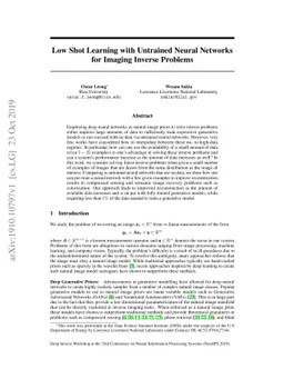 Low Shot Learning with Untrained Neural Networks for Imaging Inverse
  Problems