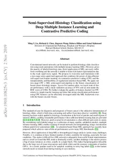 Semi-Supervised Histology Classification using Deep Multiple Instance
  Learning and Contrastive Predictive Coding