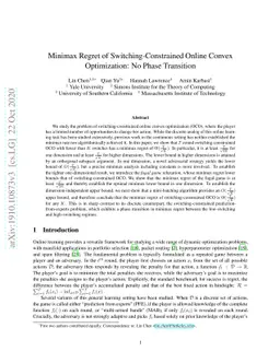 Minimax Regret of Switching-Constrained Online Convex Optimization: No
  Phase Transition