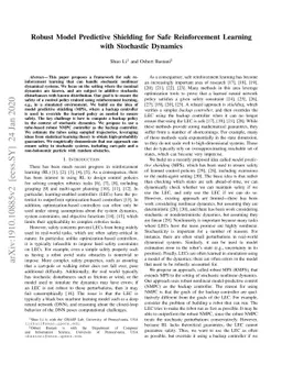 Robust Model Predictive Shielding for Safe Reinforcement Learning with
  Stochastic Dynamics