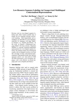 Low-Resource Sequence Labeling via Unsupervised Multilingual
  Contextualized Representations