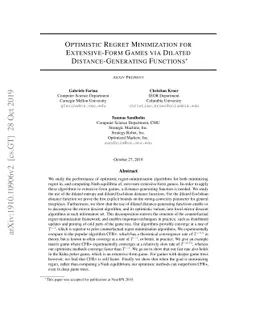 Optimistic Regret Minimization for Extensive-Form Games via Dilated
  Distance-Generating Functions