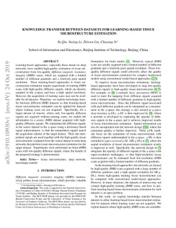 Knowledge Transfer between Datasets for Learning-based Tissue
  Microstructure Estimation