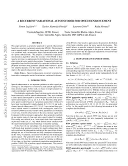 A Recurrent Variational Autoencoder for Speech Enhancement