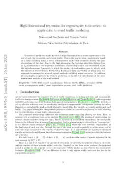 High dimensional regression for regenerative time-series: an application
  to road traffic modeling