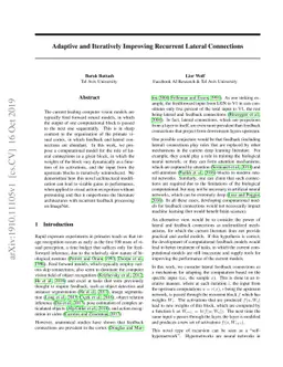 Adaptive and Iteratively Improving Recurrent Lateral Connections