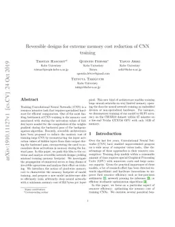 Reversible designs for extreme memory cost reduction of CNN training