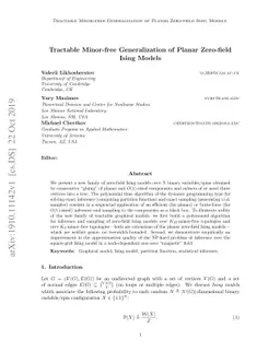 Tractable Minor-free Generalization of Planar Zero-field Ising Models