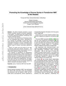 Promoting the Knowledge of Source Syntax in Transformer NMT Is Not
  Needed