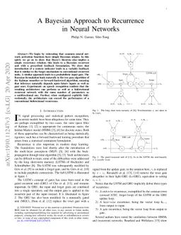 A Bayesian Approach to Recurrence in Neural Networks