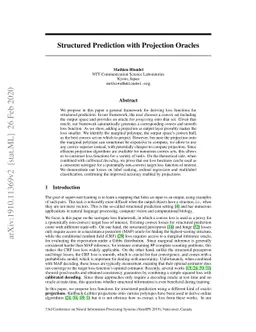 Structured Prediction with Projection Oracles
