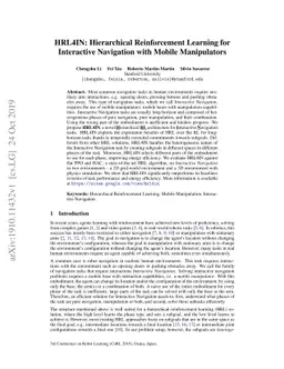 HRL4IN: Hierarchical Reinforcement Learning for Interactive Navigation
  with Mobile Manipulators