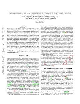 Recognizing long-form speech using streaming end-to-end models