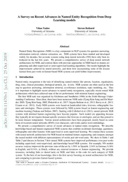 A Survey on Recent Advances in Named Entity Recognition from Deep
  Learning models