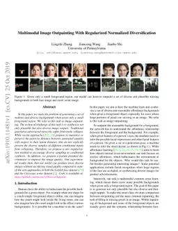 Multimodal Image Outpainting With Regularized Normalized Diversification