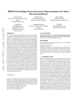 KRED: Knowledge-Aware Document Representation for News Recommendations