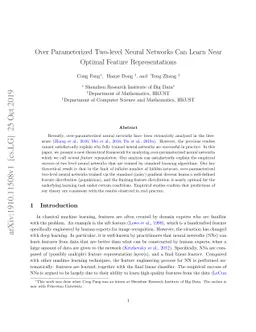 Over Parameterized Two-level Neural Networks Can Learn Near Optimal
  Feature Representations