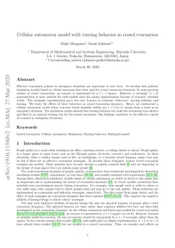 Cellular automaton model with turning behavior in crowd evacuation