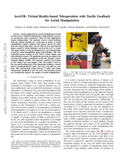 AeroVR: Virtual Reality-based Teleoperation with Tactile Feedback for
  Aerial Manipulation