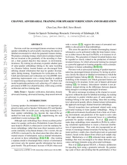 Channel adversarial training for speaker verification and diarization
